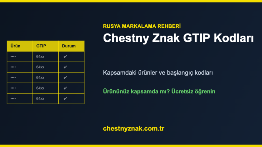 Chestny Znak GTIP kodları ve kapsamdaki ürünler — Rusya etiketleme referans