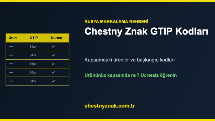 Chestny Znak GTIP kodları ve kapsamdaki ürünler — Rusya etiketleme referans